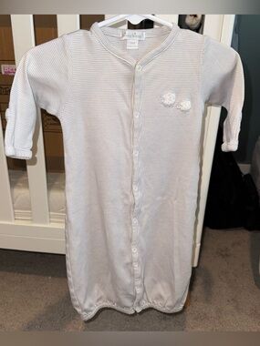 Kissy Kissy Gown Baby Gray Stripe with hedgehogs size small Boutique
